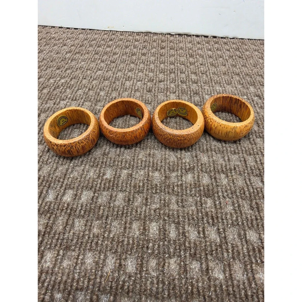 Vintage Wood Napkin Rings Set of 4 Natural Grain Round Table Decor Philippines